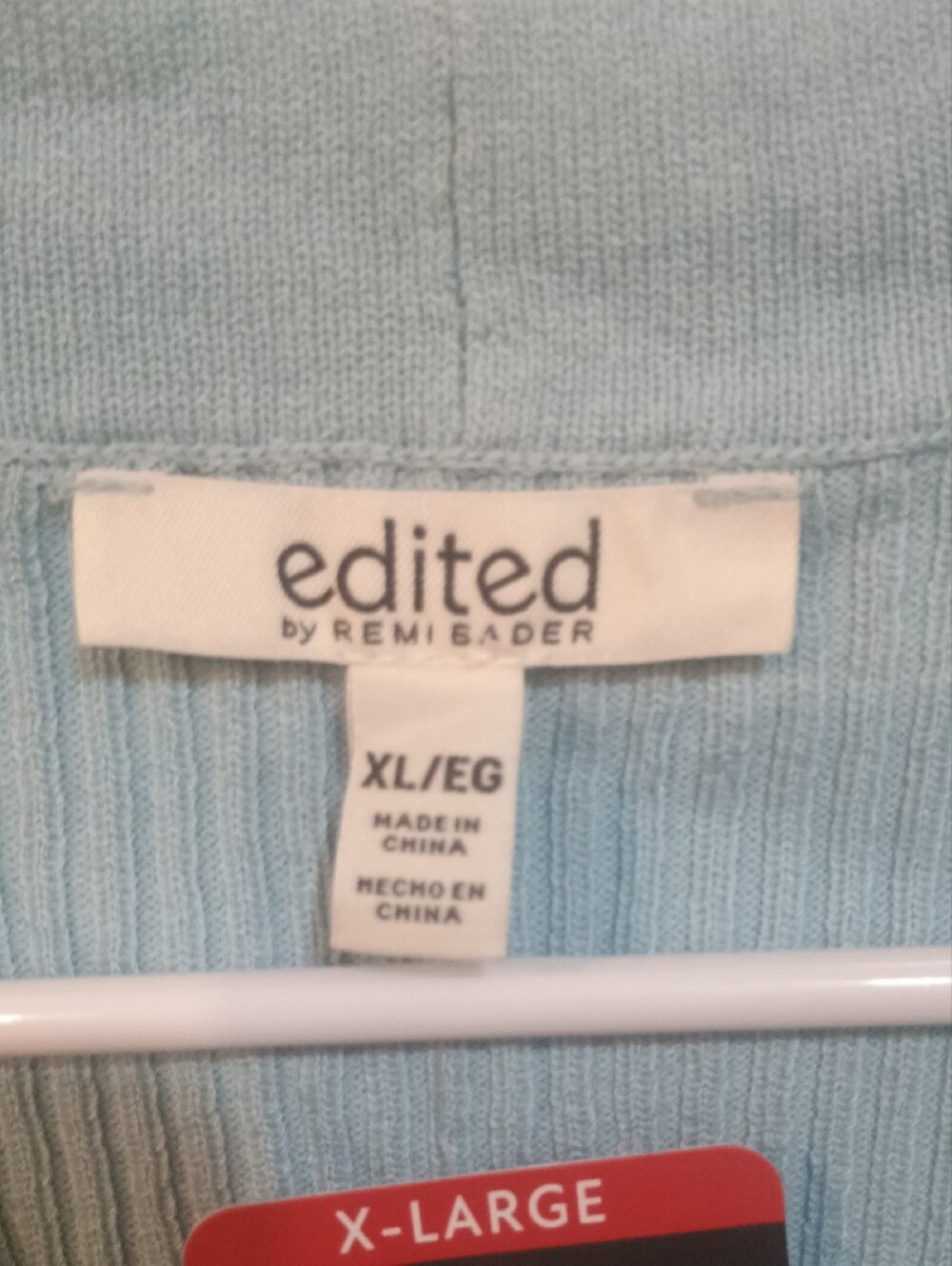 Edited Light Blue Ribbed V-Neck Button Cardigan - Picture 2 of 13